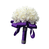 Maxbell Bride Holding Bouquet Romantic Wedding Bouquet for Party Outdoor Anniversary Purple