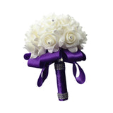 Maxbell Bride Holding Bouquet Romantic Wedding Bouquet for Party Outdoor Anniversary Purple