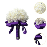 Maxbell Bride Holding Bouquet Romantic Wedding Bouquet for Party Outdoor Anniversary Purple