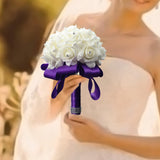 Maxbell Bride Holding Bouquet Romantic Wedding Bouquet for Party Outdoor Anniversary Purple