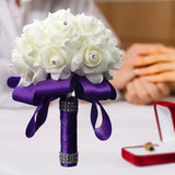 Maxbell Bride Holding Bouquet Romantic Wedding Bouquet for Party Outdoor Anniversary Purple