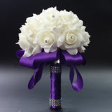 Maxbell Bride Holding Bouquet Romantic Wedding Bouquet for Party Outdoor Anniversary Purple