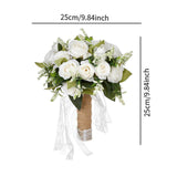 Maxbell Artificial Rose Flowers Party Centerpiece Ceremony Wedding Bouquet for Bride Light White