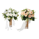 Maxbell Artificial Rose Flowers Party Centerpiece Ceremony Wedding Bouquet for Bride Light White