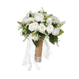 Maxbell Artificial Rose Flowers Party Centerpiece Ceremony Wedding Bouquet for Bride Light White