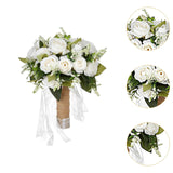 Maxbell Artificial Rose Flowers Party Centerpiece Ceremony Wedding Bouquet for Bride Light White