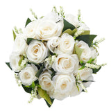 Maxbell Artificial Rose Flowers Party Centerpiece Ceremony Wedding Bouquet for Bride Light White