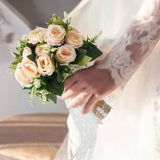 Maxbell Artificial Rose Flowers Party Centerpiece Ceremony Wedding Bouquet for Bride Light Orange