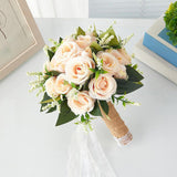 Maxbell Artificial Rose Flowers Party Centerpiece Ceremony Wedding Bouquet for Bride Light Orange