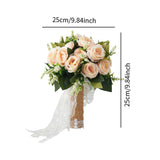 Maxbell Artificial Rose Flowers Party Centerpiece Ceremony Wedding Bouquet for Bride Light Orange