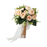 Maxbell Artificial Rose Flowers Party Centerpiece Ceremony Wedding Bouquet for Bride Light Orange
