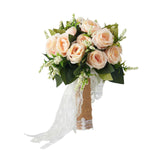 Maxbell Artificial Rose Flowers Party Centerpiece Ceremony Wedding Bouquet for Bride Light Orange