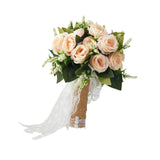 Maxbell Artificial Rose Flowers Party Centerpiece Ceremony Wedding Bouquet for Bride Light Orange