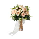 Maxbell Artificial Rose Flowers Party Centerpiece Ceremony Wedding Bouquet for Bride Light Orange