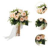 Maxbell Artificial Rose Flowers Party Centerpiece Ceremony Wedding Bouquet for Bride Light Orange