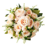 Maxbell Artificial Rose Flowers Party Centerpiece Ceremony Wedding Bouquet for Bride Light Orange
