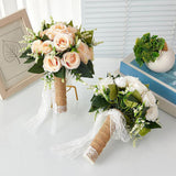 Maxbell Artificial Rose Flowers Party Centerpiece Ceremony Wedding Bouquet for Bride Light Orange