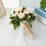 Maxbell Artificial Rose Flowers Party Centerpiece Ceremony Wedding Bouquet for Bride Light Orange