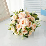 Maxbell Artificial Rose Flowers Party Centerpiece Ceremony Wedding Bouquet for Bride Light Orange