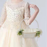 Maxbell Wedding Basket Handheld Elegant Rustic Decoration for Picnic Household Bride