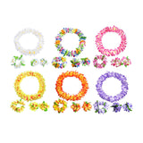 Maxbell Hawaiian Leis Set Wreath Outdoor Pool Summer Dance Artificial Flower Garland White