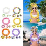 Maxbell Hawaiian Leis Set Wreath Outdoor Pool Summer Dance Artificial Flower Garland White