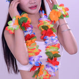 Maxbell Hawaiian Leis Set Wreath Outdoor Pool Summer Dance Artificial Flower Garland White
