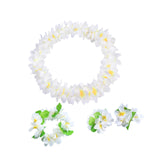 Maxbell Hawaiian Leis Set Wreath Outdoor Pool Summer Dance Artificial Flower Garland White