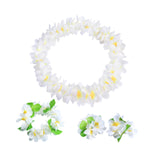 Maxbell Hawaiian Leis Set Wreath Outdoor Pool Summer Dance Artificial Flower Garland White