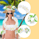 Maxbell Hawaiian Leis Set Wreath Outdoor Pool Summer Dance Artificial Flower Garland White