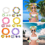 Maxbell Hawaiian Leis Set Wreath Outdoor Pool Summer Dance Artificial Flower Garland White