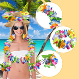 Maxbell Hawaiian Leis Set Wreath Outdoor Pool Summer Dance Artificial Flower Garland Multi