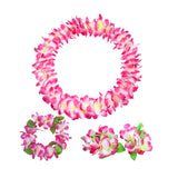 Maxbell Hawaiian Leis Set Wreath Outdoor Pool Summer Dance Artificial Flower Garland Pink