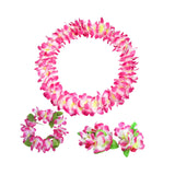 Maxbell Hawaiian Leis Set Wreath Outdoor Pool Summer Dance Artificial Flower Garland Pink