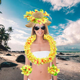 Maxbell Hawaiian Leis Set Wreath Outdoor Pool Summer Dance Artificial Flower Garland Yellow