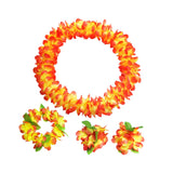 Maxbell Hawaiian Leis Set Wreath Outdoor Pool Summer Dance Artificial Flower Garland Orange Red