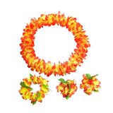 Maxbell Hawaiian Leis Set Wreath Outdoor Pool Summer Dance Artificial Flower Garland Orange Red