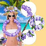 Maxbell Hawaiian Leis Set Wreath Outdoor Pool Summer Dance Artificial Flower Garland Violet
