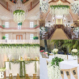 Maxbell 36x Artificial Wisterias Silk Vines Silk Flower String for Office Arch Party