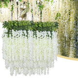 Maxbell 36x Artificial Wisterias Silk Vines Silk Flower String for Office Arch Party