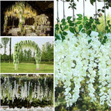 Maxbell 36x Artificial Wisterias Silk Vines Silk Flower String for Office Arch Party