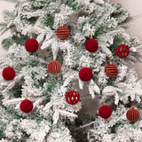 Maxbell 12Pcs 6cm Christmas Tree Red Ball Ornaments Flocked Material for Anniversary