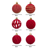Maxbell 12Pcs 6cm Christmas Tree Red Ball Ornaments Flocked Material for Anniversary