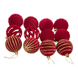Maxbell 12Pcs 6cm Christmas Tree Red Ball Ornaments Flocked Material for Anniversary