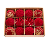 Maxbell 12Pcs 6cm Christmas Tree Red Ball Ornaments Flocked Material for Anniversary