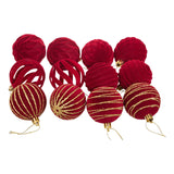 Maxbell 12Pcs 6cm Christmas Tree Red Ball Ornaments Flocked Material for Anniversary