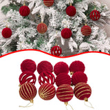 Maxbell 12Pcs 6cm Christmas Tree Red Ball Ornaments Flocked Material for Anniversary