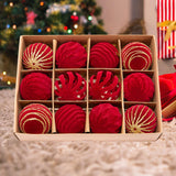 Maxbell 12Pcs 6cm Christmas Tree Red Ball Ornaments Flocked Material for Anniversary