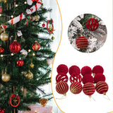 Maxbell 12Pcs 6cm Christmas Tree Red Ball Ornaments Flocked Material for Anniversary