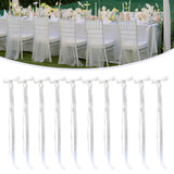 Maxbell 10x Satin Wedding Chair Bows Elegant with Ties for Background Banquet Events
